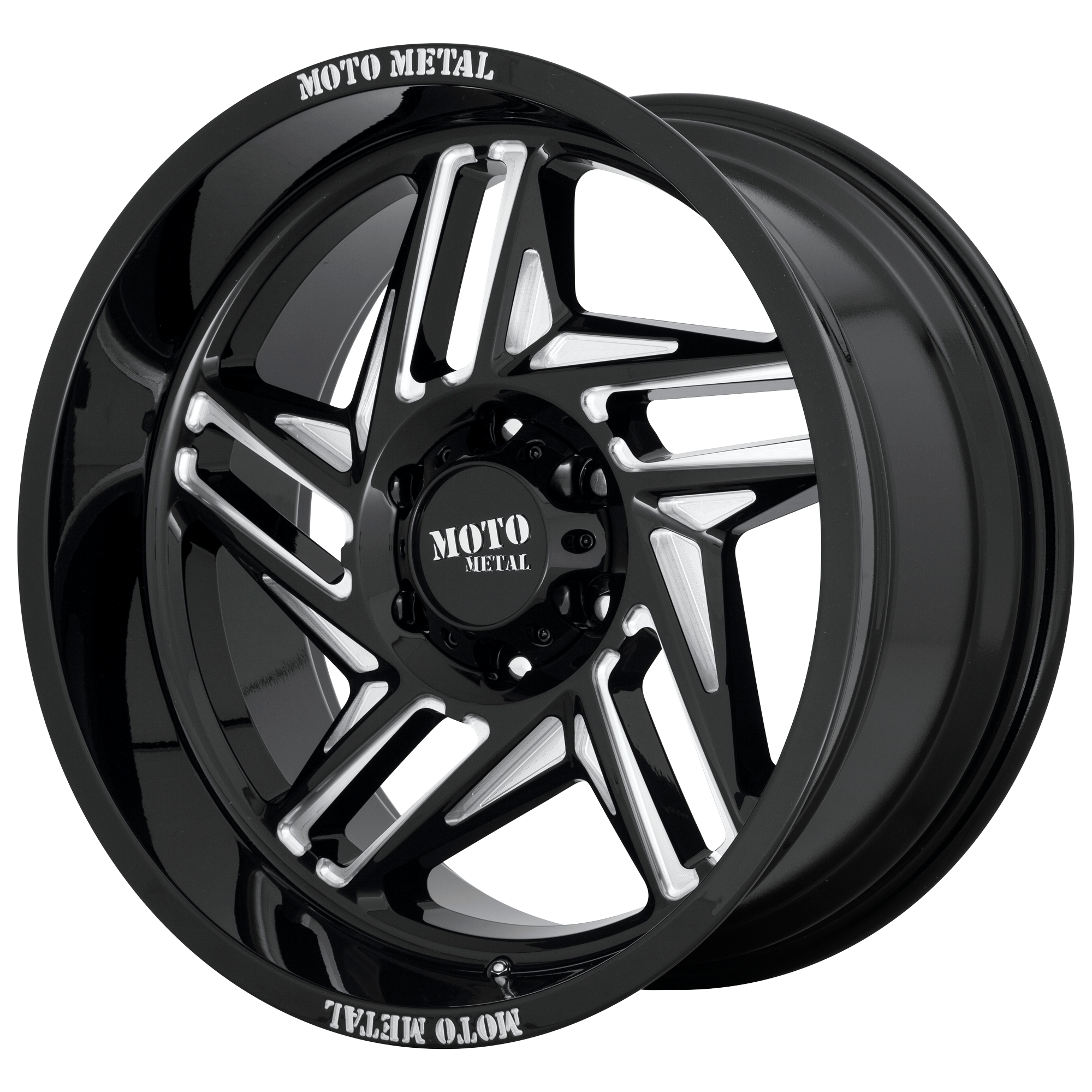 Moto Metal 20"x10" Non-Chrome Gloss Black Milled Custom Wheel ARSWCWMO99621050318N