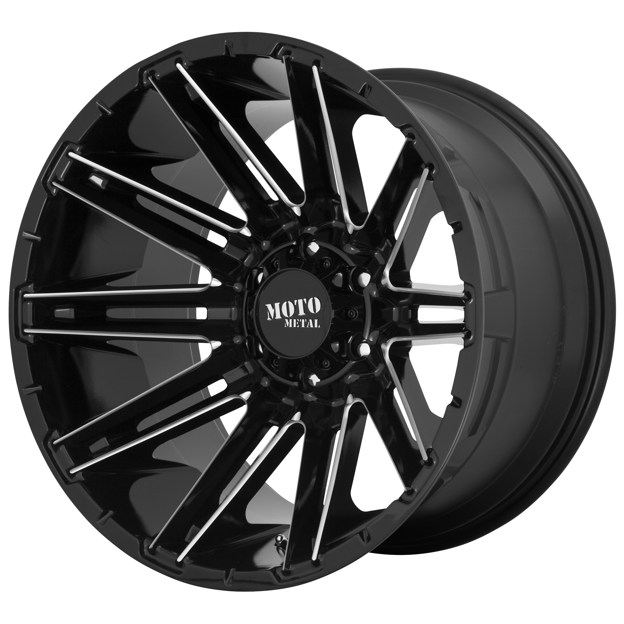 Moto Metal 20"x10" Non-Chrome Gloss Black Milled Custom Wheel ARSWCWMO99821050318N