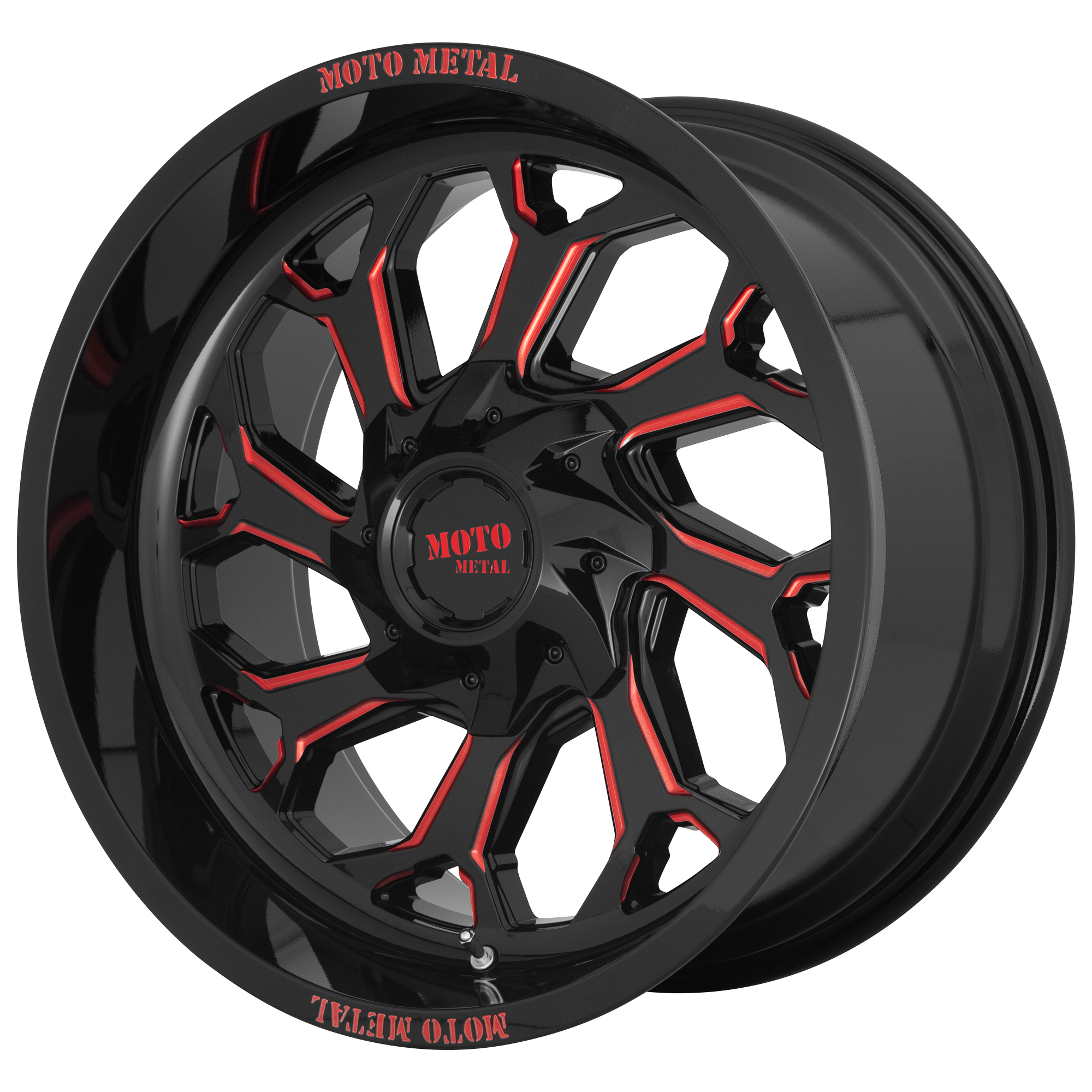 Moto Metal 20"x10" Non-Chrome Gloss Black Milled With Red Tint Custom Wheel ARSWCWMO99921035918N