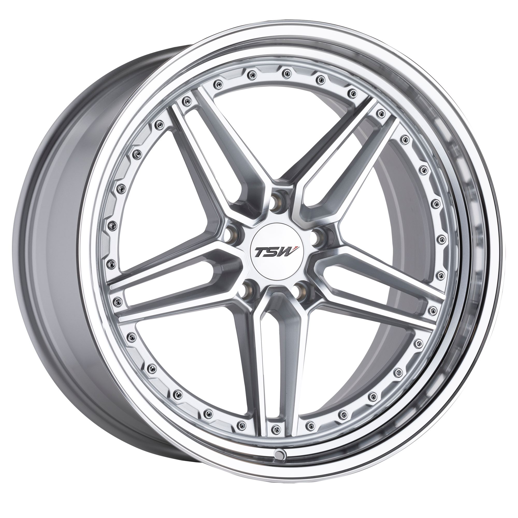 TSW 20"x9" Non-Chrome Silver with Mirror Cut Face and Lip Custom Wheel ARSWCW2090ACR355120S76