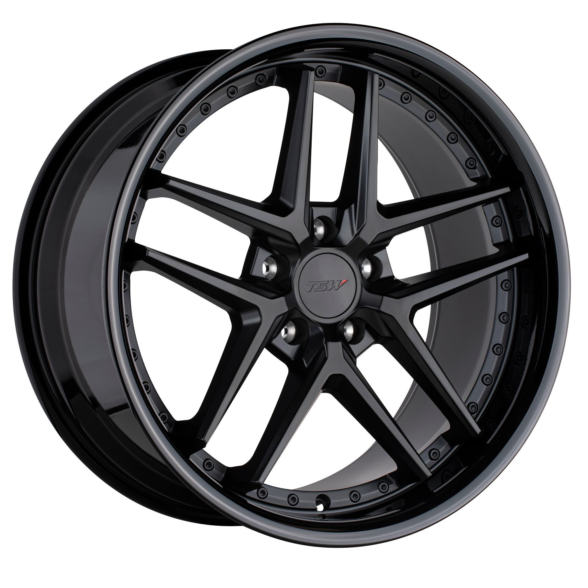 TSW 18"x8.5" Non-Chrome Matte Black With Gloss Black Lip Custom Wheel ARSWCW1885REM205114B76