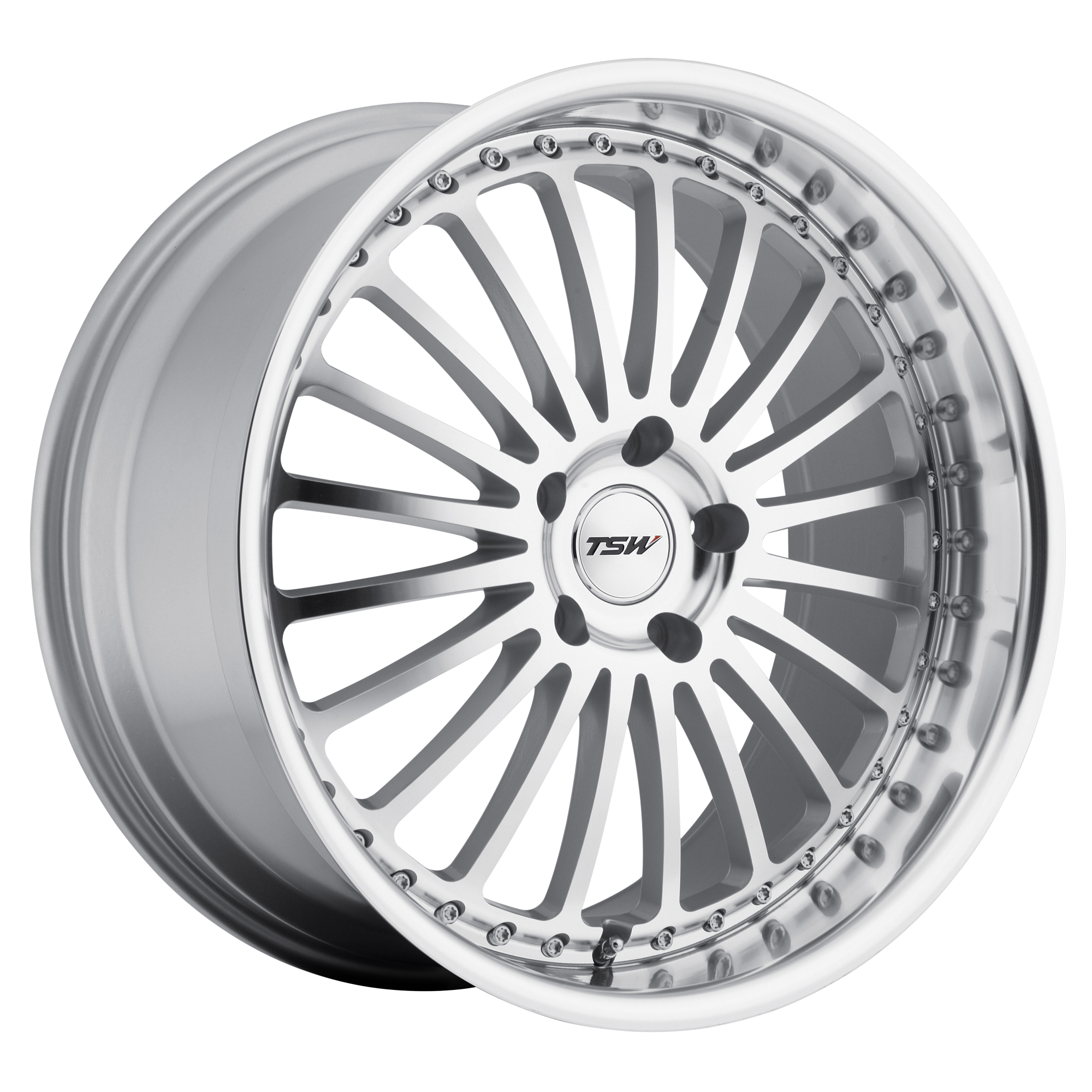 TSW 17"x8" Non-Chrome Silver with Mirror Cut Face and Lip Custom Wheel ARSWCW1780SIL205120S76