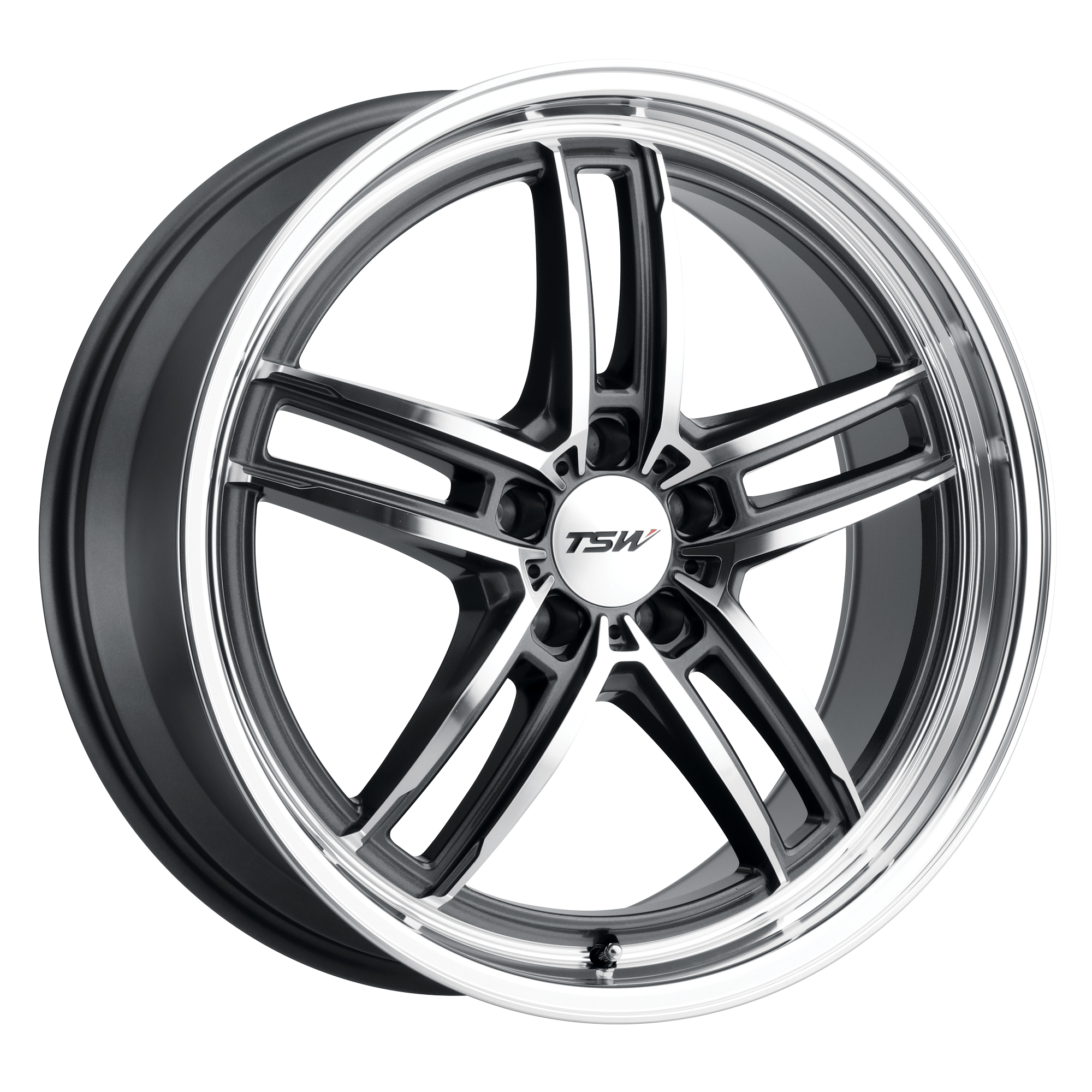 TSW 18"x9.5" Non-Chrome Gloss Gunmetal with Mirror Cut Face and Lip Custom Wheel ARSWCW1895SUZ405120G76