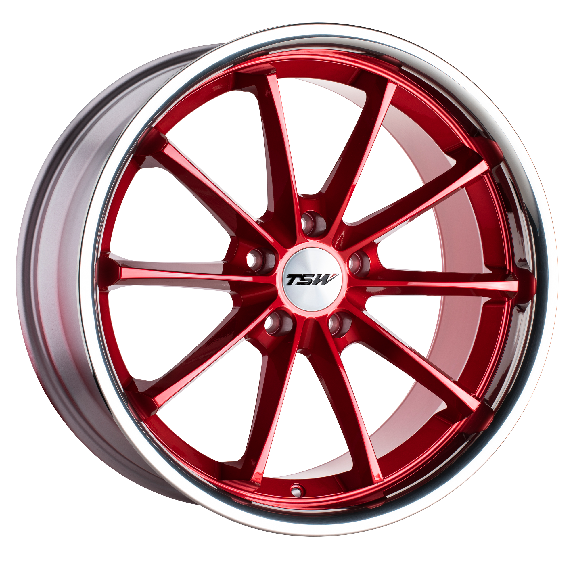 TSW 18"x8.5" Non-Chrome Candy Red with Stainless Lip Custom Wheel ARSWCW1885SWP405114R76