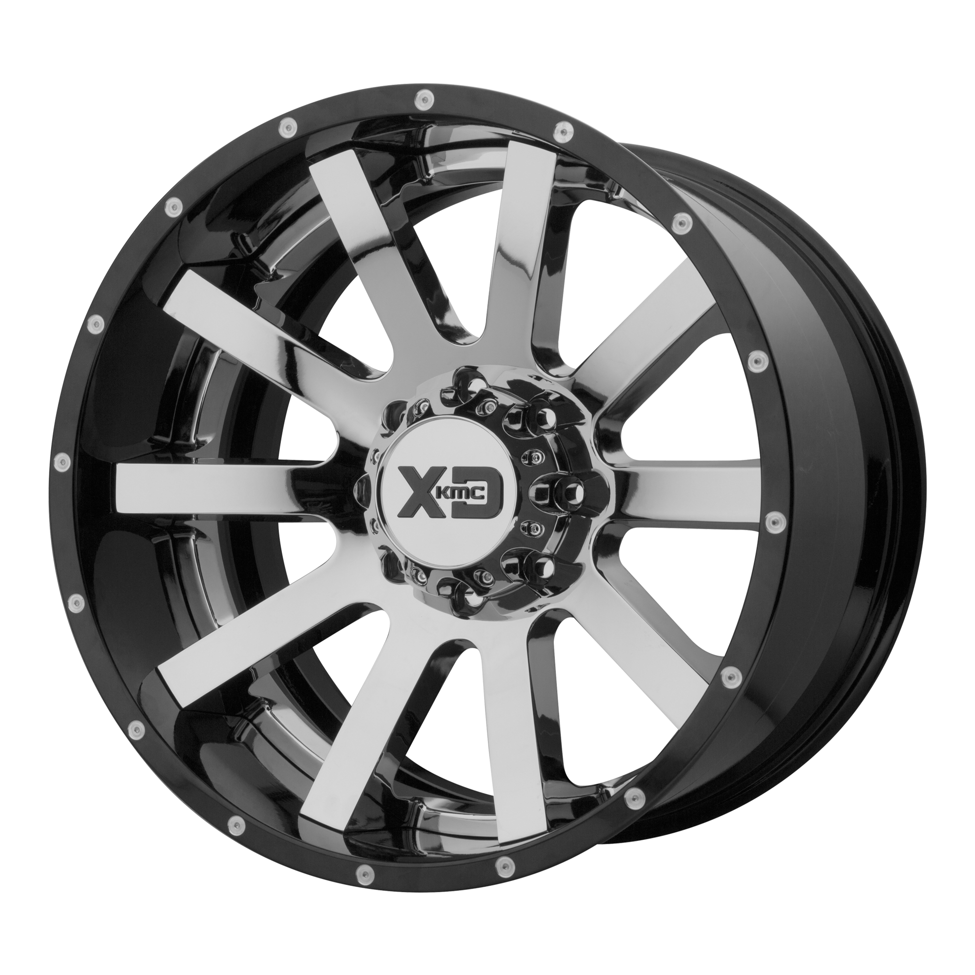 XD 20"x10" Non-Chrome Chrome Center Gloss Black Milled Lip Custom Wheel ARSWCWXD20020105018NCB