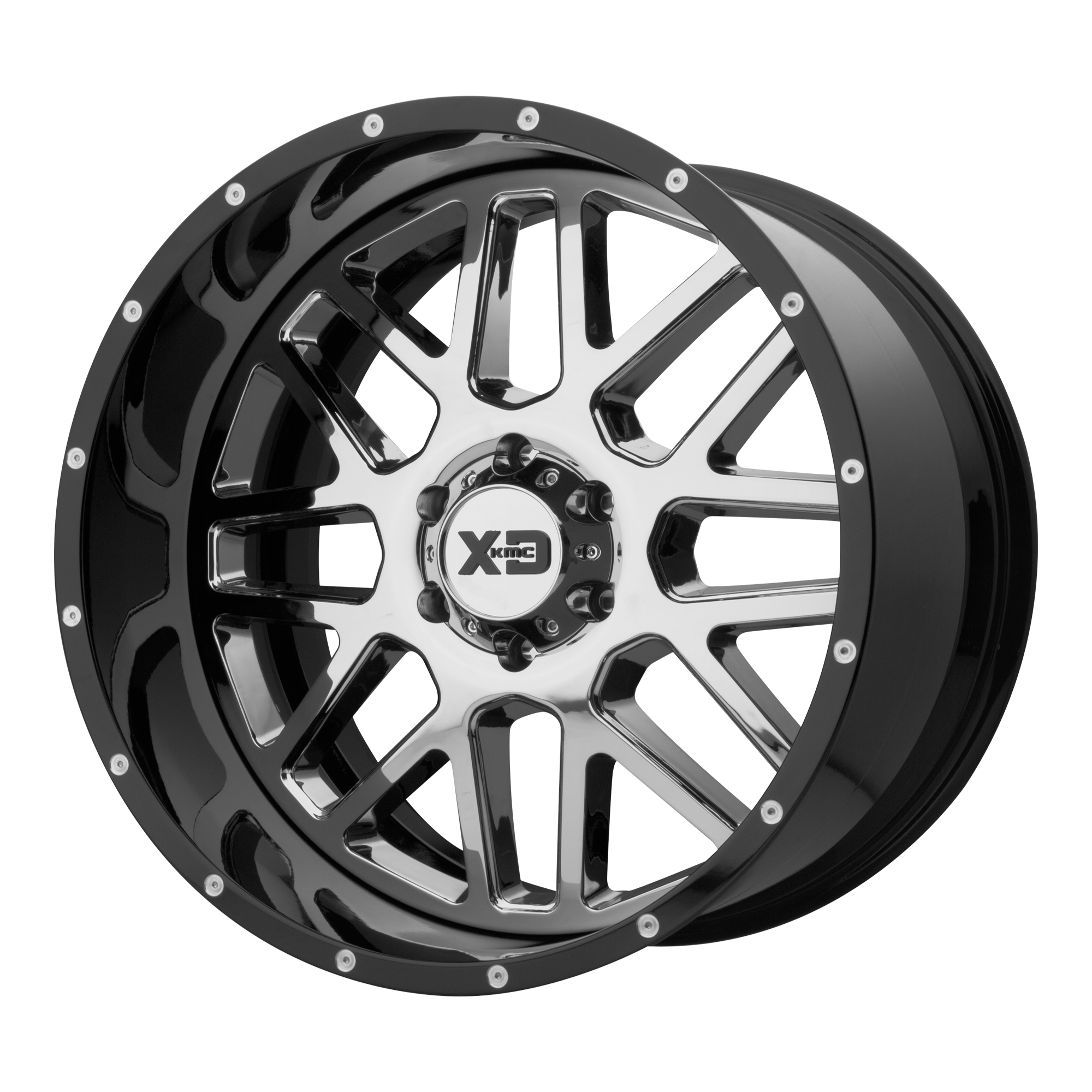 XD 22"x10" Non-Chrome Chrome Center Gloss Black Milled Lip Custom Wheel ARSWCWXD20122106318NCB