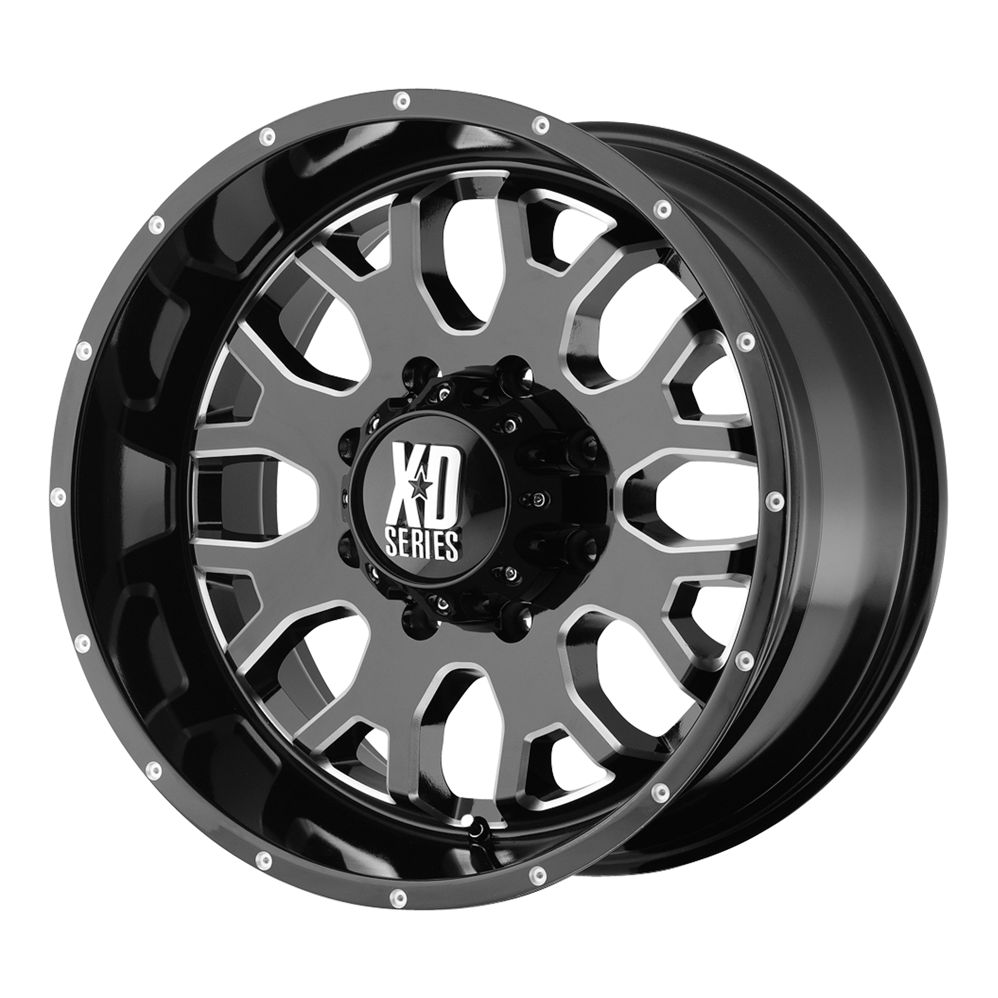 XD 20"x10" Non-Chrome Gloss Black With Milled Accents Custom Wheel ARSWCWXD80821055324N