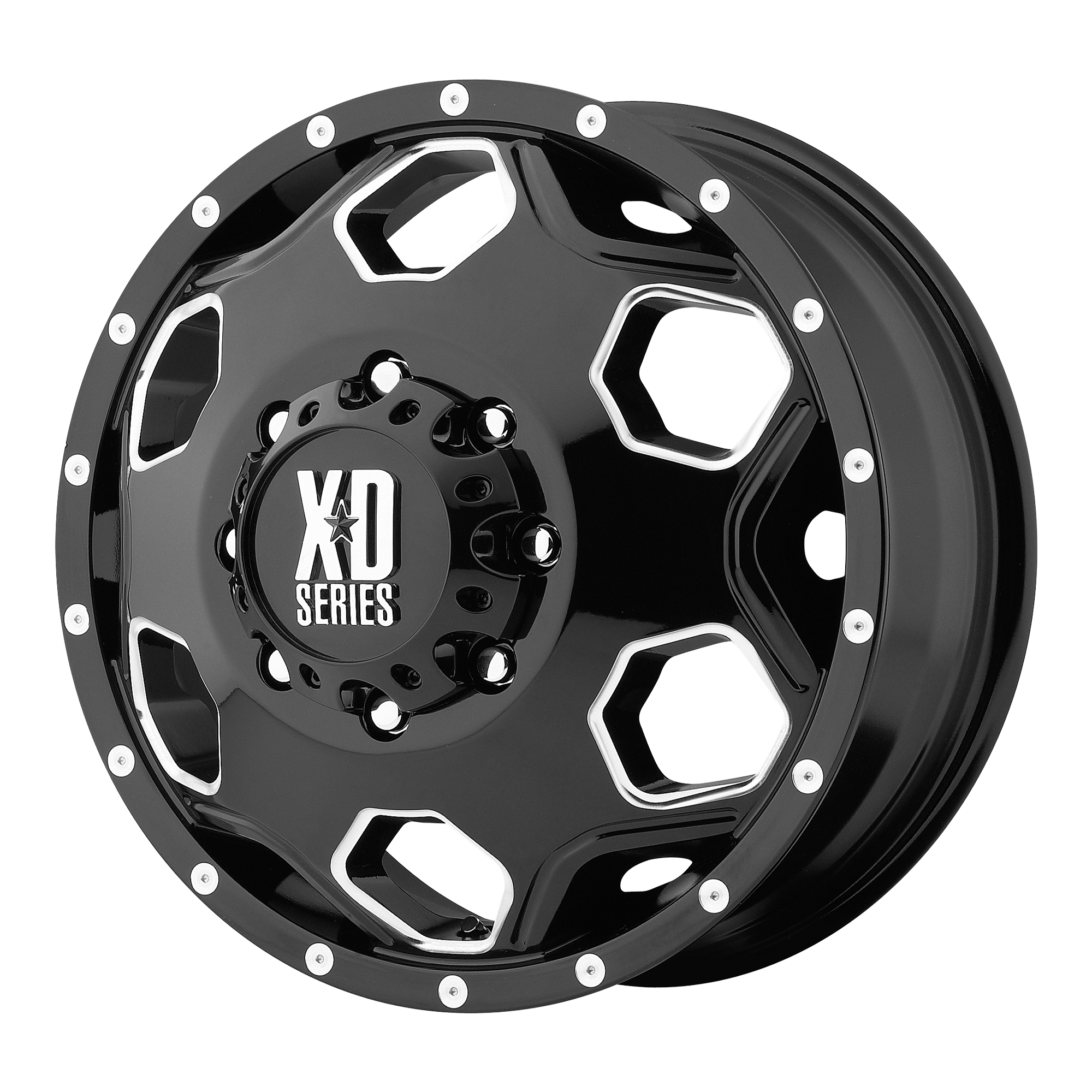 XD 22"x8.25" Non-Chrome Gloss Black With Milled Accents Custom Wheel ARSWCWXD81522880395N