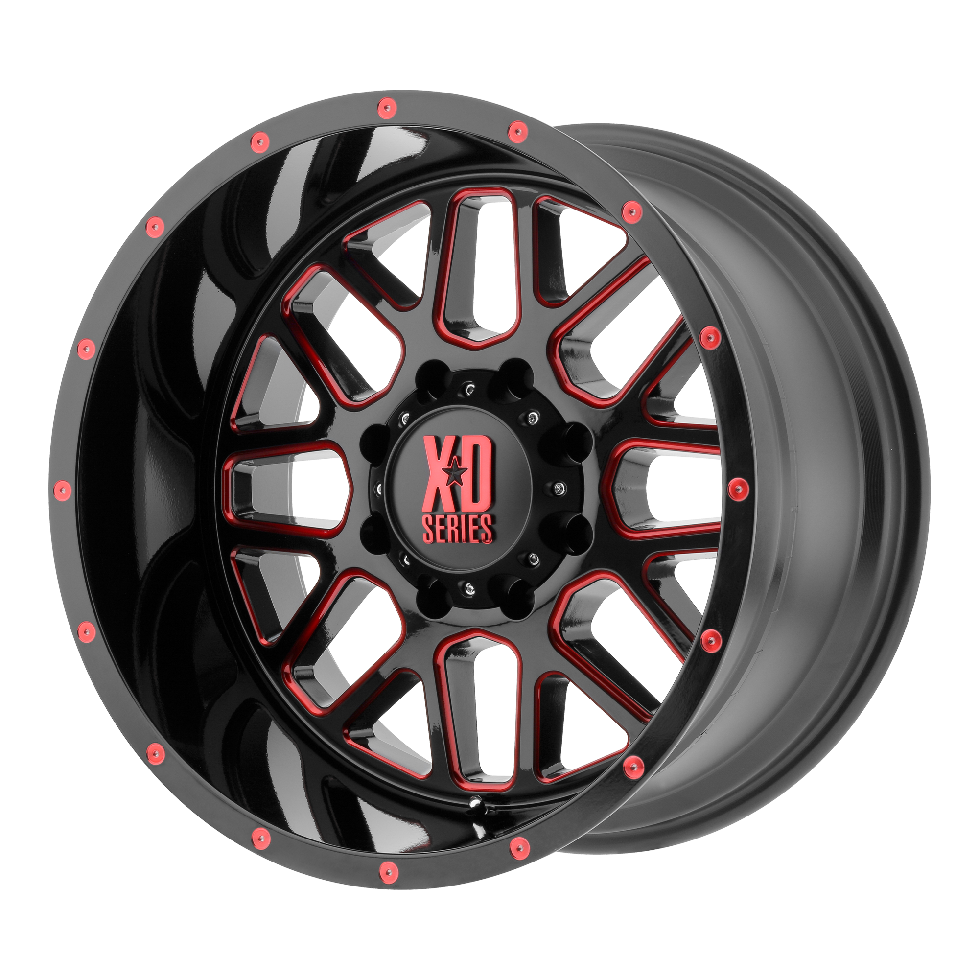 XD 20"x10" Non-Chrome Satin Black Milled With Red Clear Coat Custom Wheel ARSWCWXD82021050924NRC