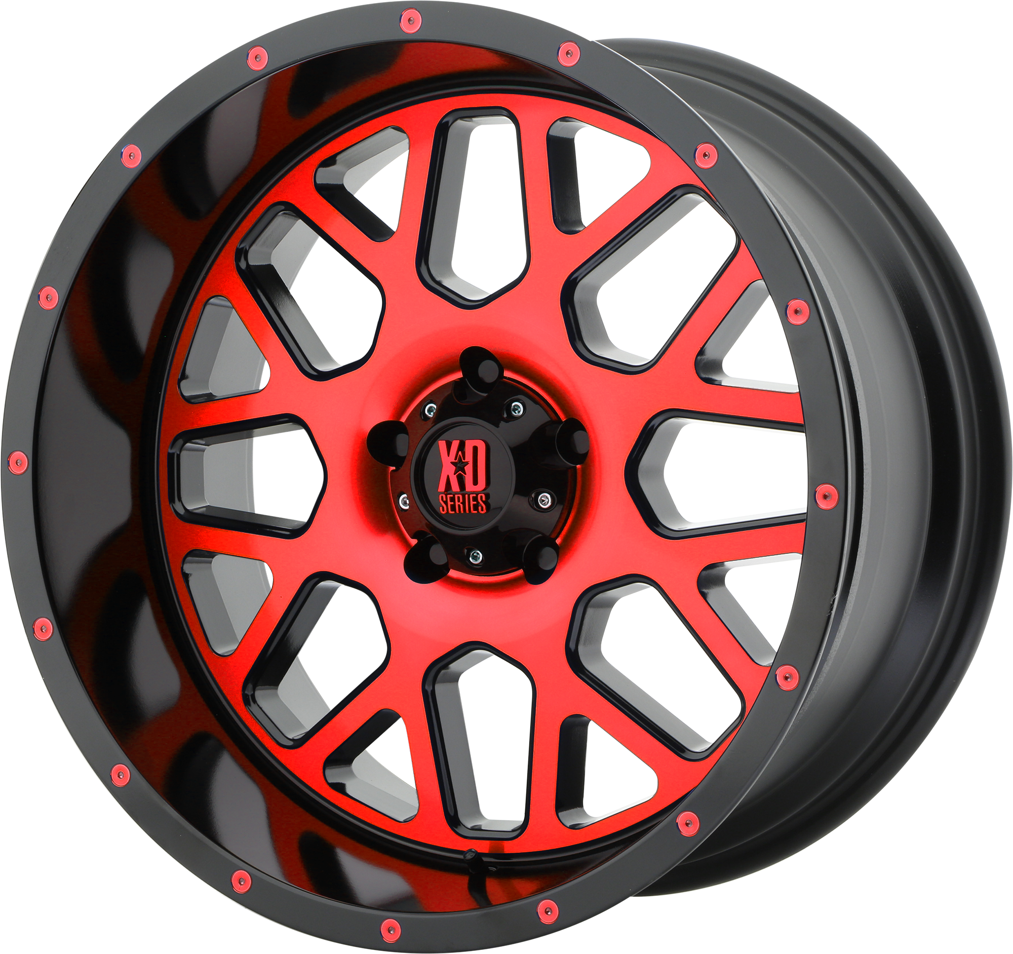 XD 20"x10" Non-Chrome Satin Black Machined Face With Red Tinted Clear Coat Custom Wheel ARSWCWXD82021050524NRC