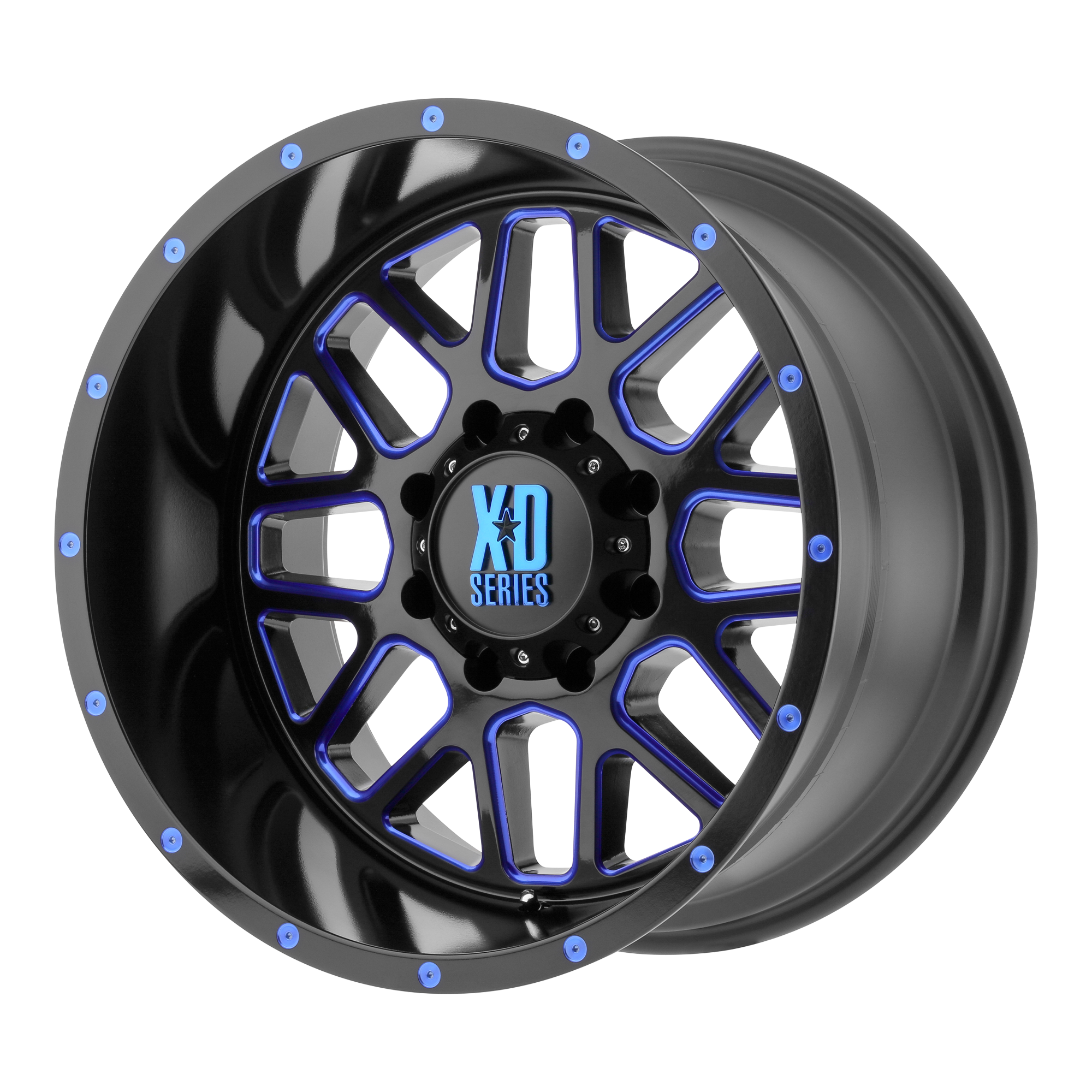 XD 20"x9" Non-Chrome Satin Black Milled With Blue Clear Coat Custom Wheel ARSWCWXD82029068900BC