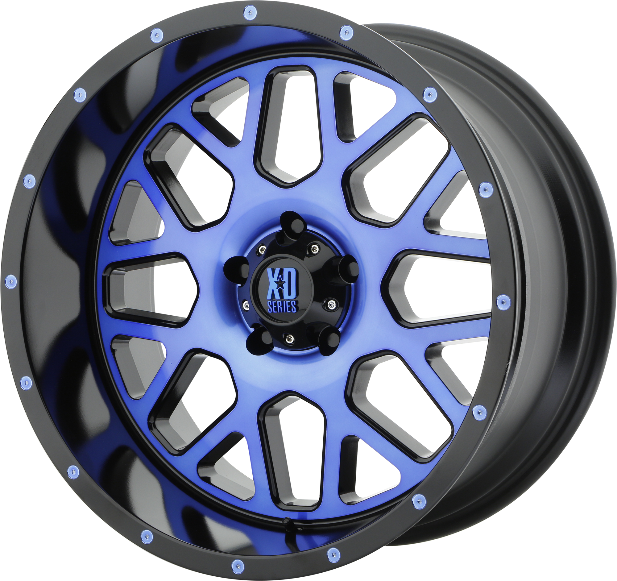 XD 20"x10" Non-Chrome Satin Black Machined Face With Blue Tinted Clear Coat Custom Wheel ARSWCWXD82021050524NBC