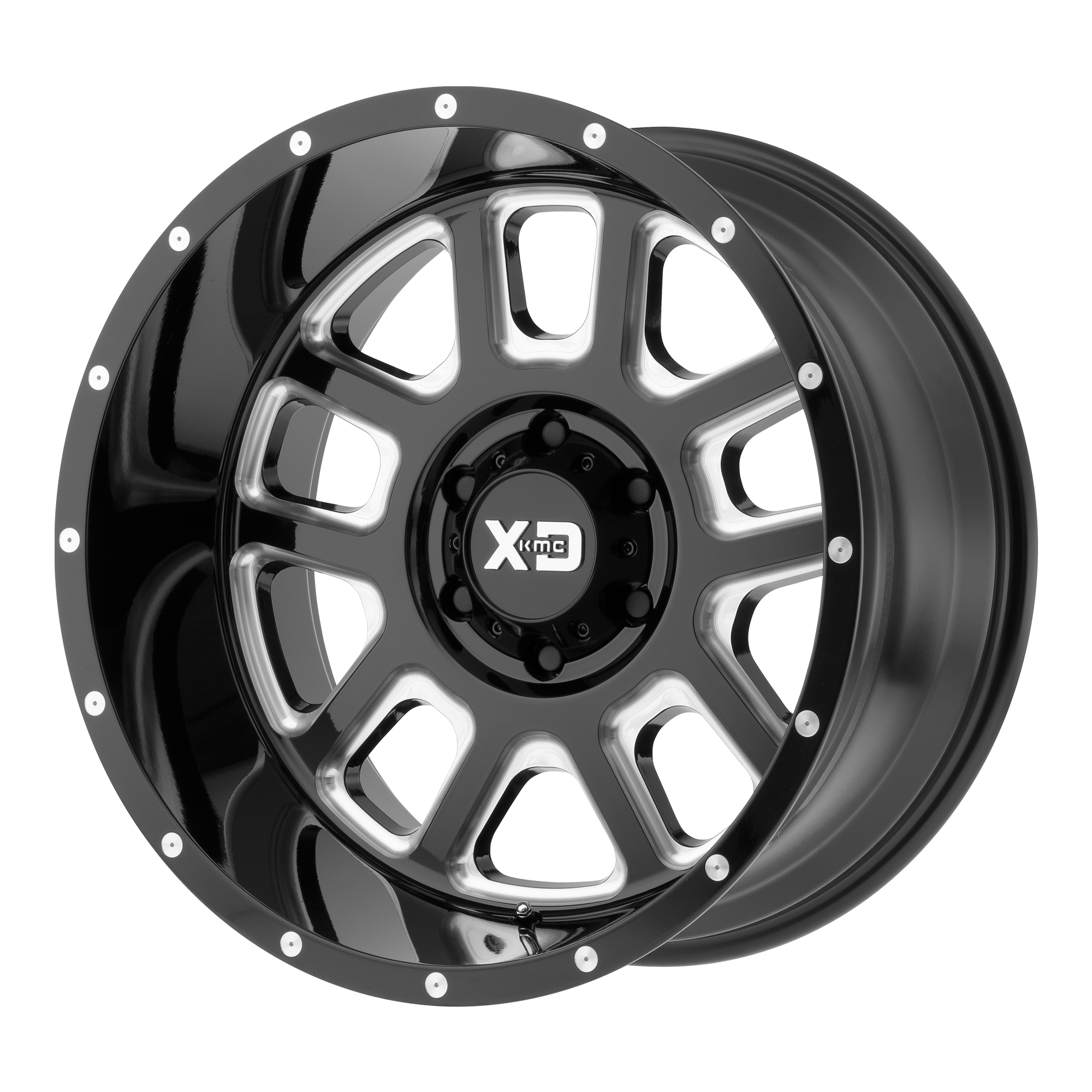 XD 20"x12" Non-Chrome Gloss Black Milled Custom Wheel ARSWCWXD82821250344N