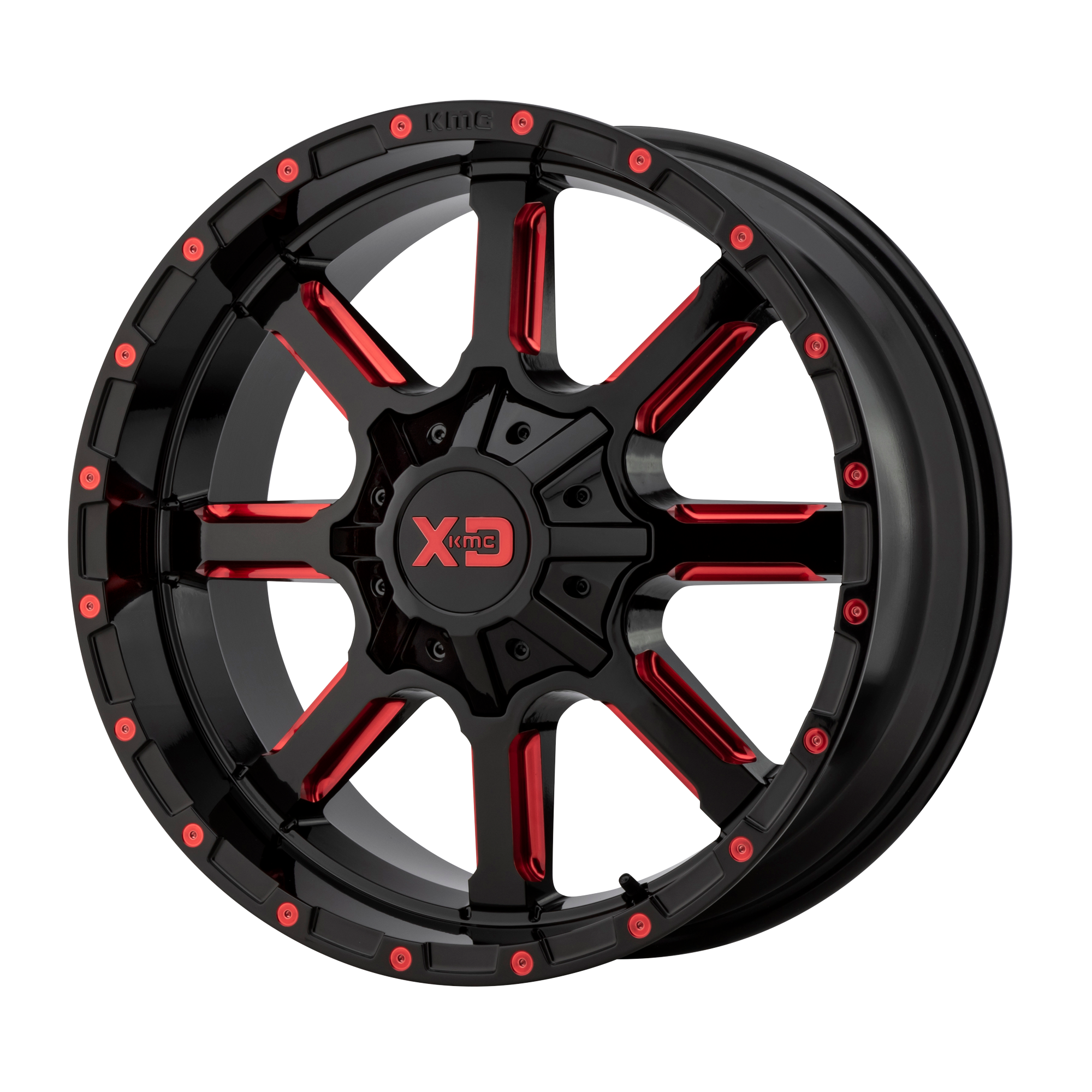 XD 22"x10" Non-Chrome Gloss Black Milled With Red Tint Clear Coat Custom Wheel ARSWCWXD83822067918N