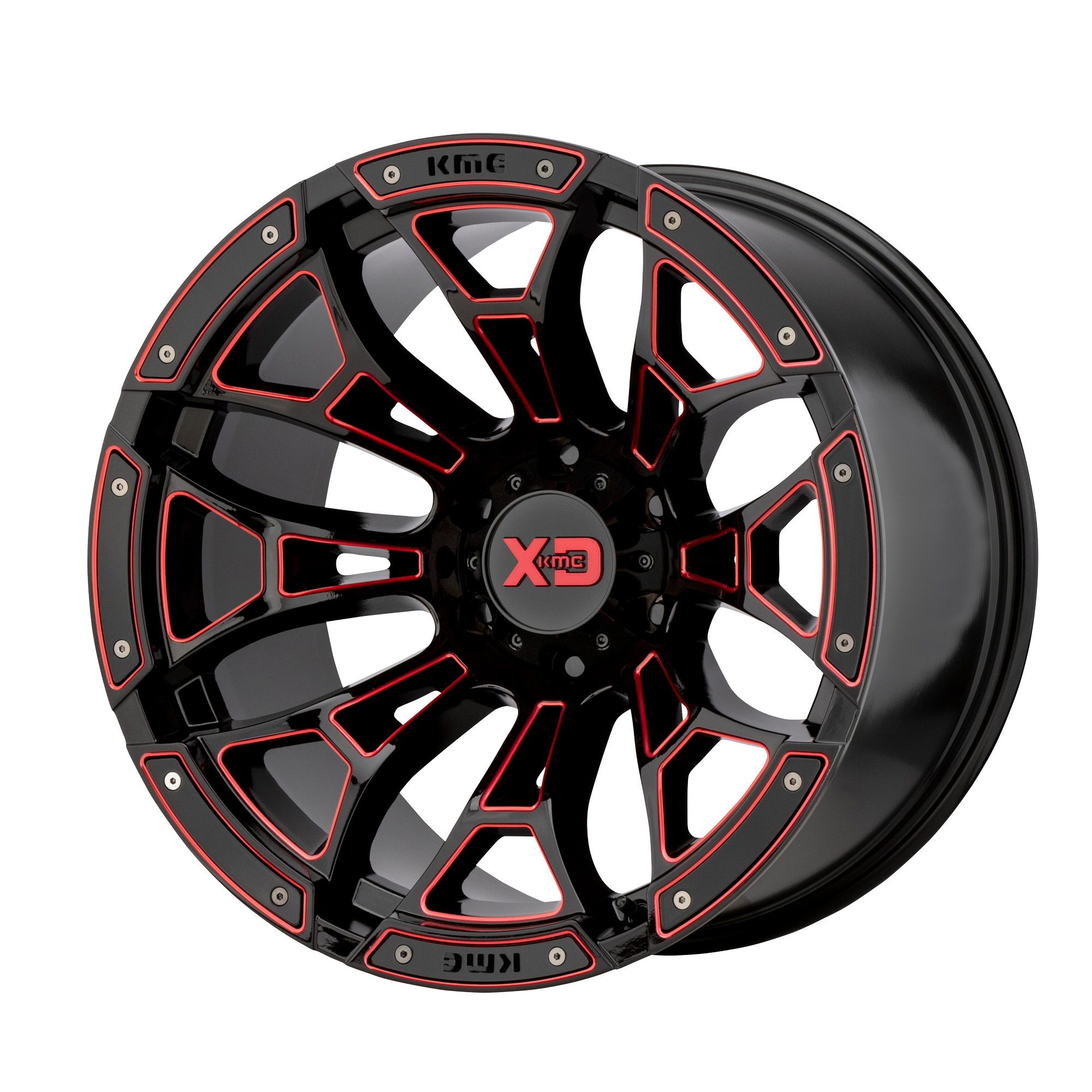 XD 20"x10" Non-Chrome Gloss Black Milled With Red Tint Custom Wheel ARSWCWXD84121050918N