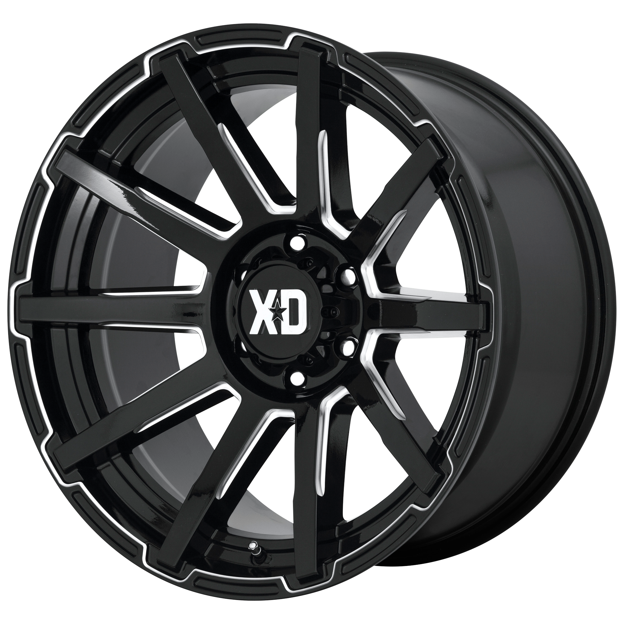 XD 20"x10" Non-Chrome Gloss Black Milled Custom Wheel ARSWCWXD84721050312