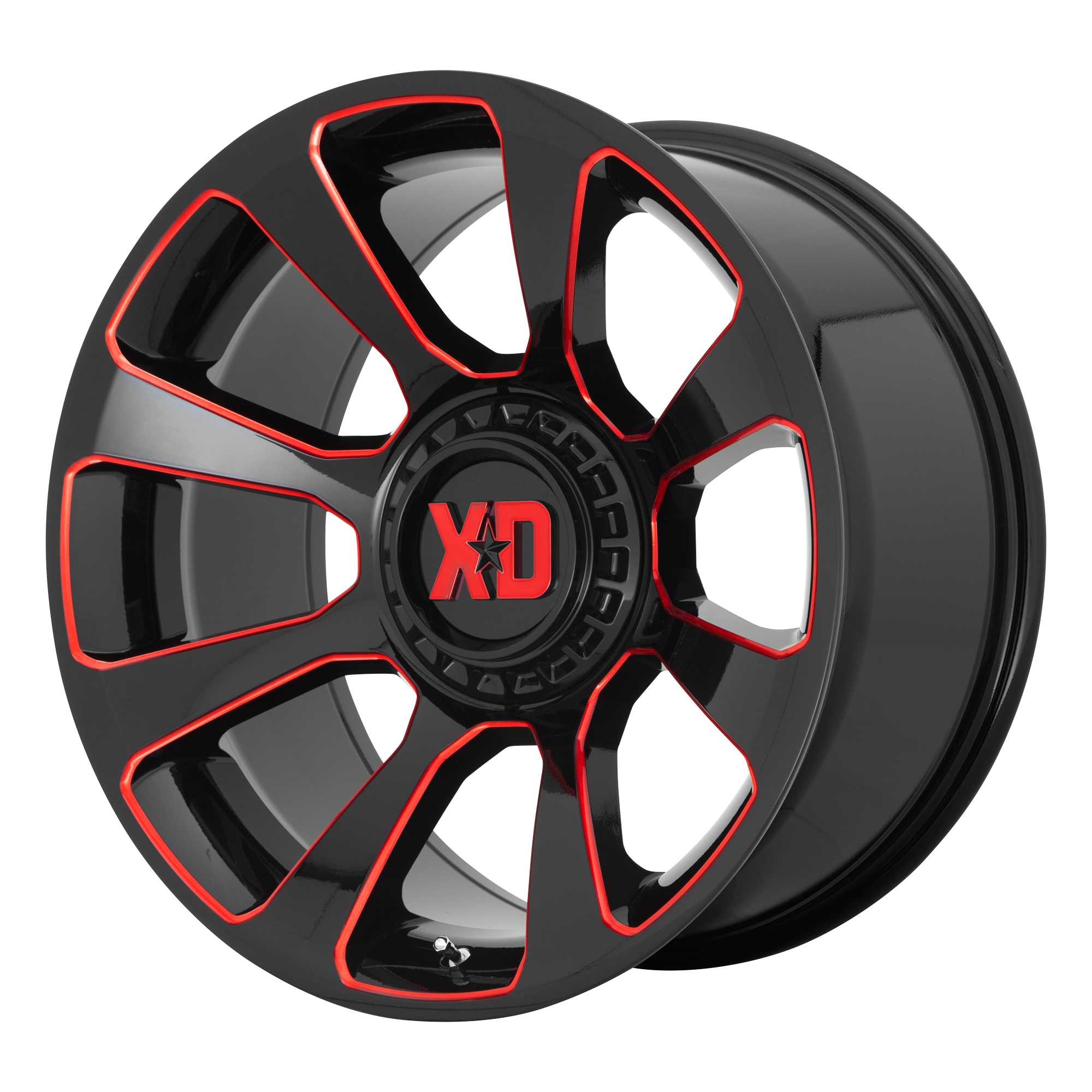 XD 20"x10" Non-Chrome Gloss Black Milled With Red Tint Custom Wheel ARSWCWXD85421035918N