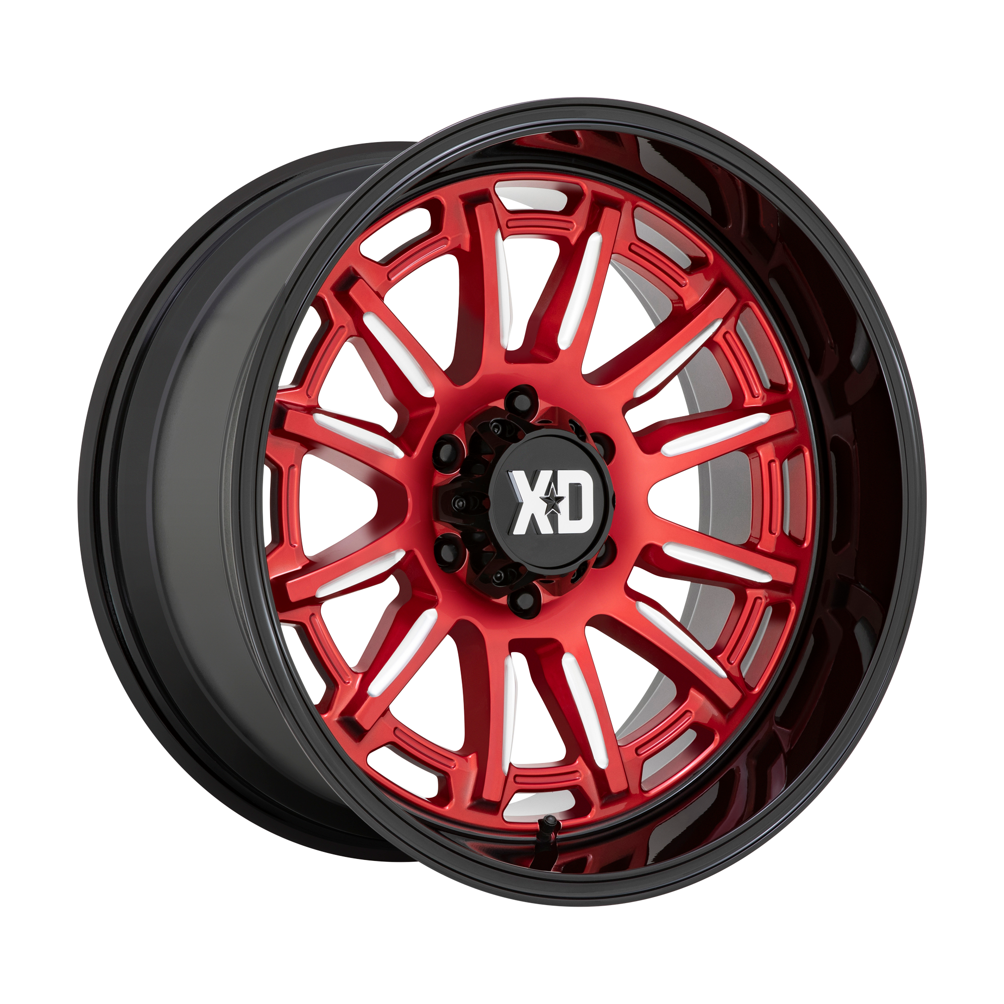 XD 20"x10" Non-Chrome Candy Red Milled With Black Lip Custom Wheel ARSWCWXD86521068918N